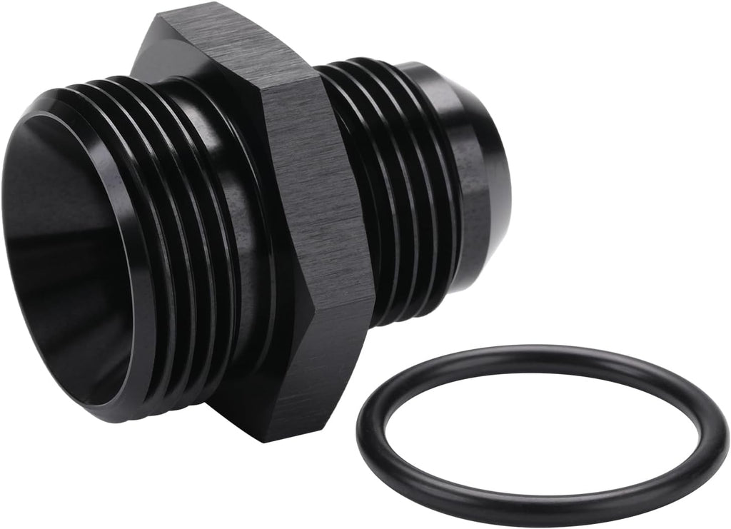12AN Male Flare to 16AN ORB O-ring Boss Fuel Pump Rail Adapter Fitting Aluminum Black