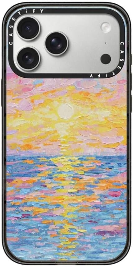 CASETiFY Impact iPhone 17 Pro Max Case [Slim/Compatible with Magsafe / 8.2 ft. 4X Military Grade Drop Protection] - Frosted Sunset - Clear Black