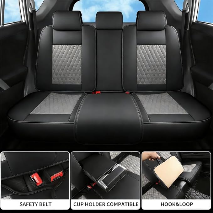 Car Seat Covers Full Set Custom Fit for Chevrolet/Chevy Trailblazer 2021-2026 - Premium Faux Leather with Lumbar Support | Breathable, Waterproof, Anti-Slip, Durable (Black&Gray,Full Set)