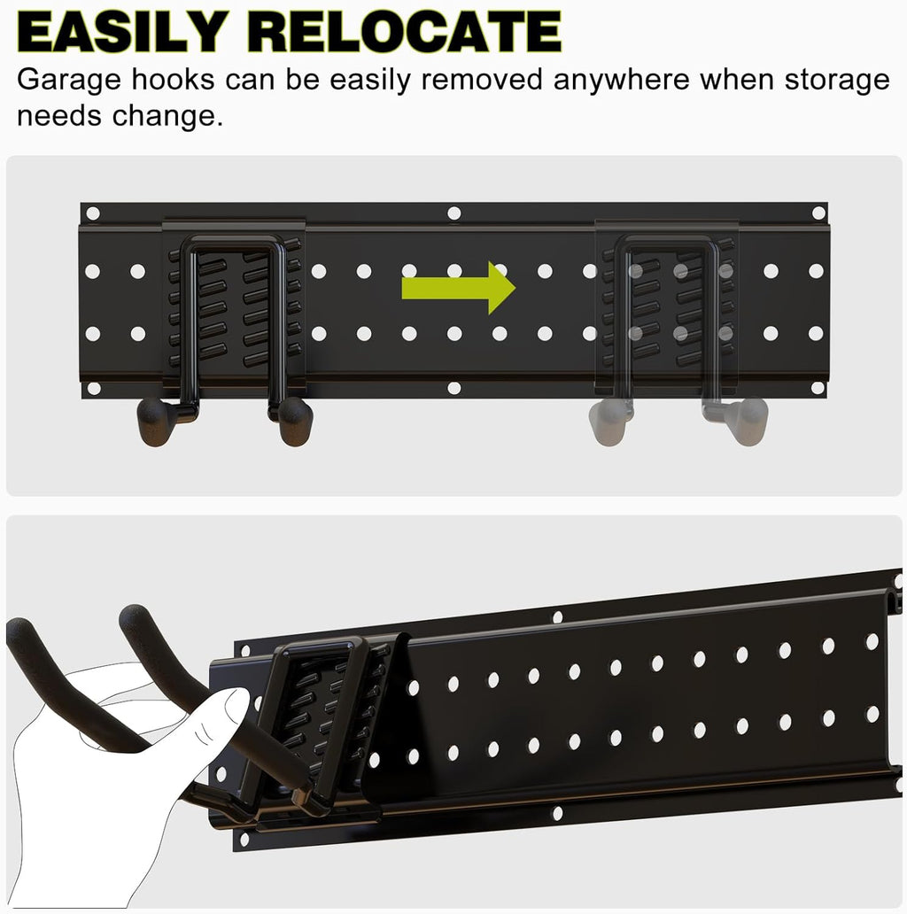 Garage Tool Organizer Wall Mount 49.5inch with 9 Hooks Ski Rack for Garden Shovel Holder Garage Wall Organizer Wall Mount Tool Holder for Rack Shovel Shed(Black)
