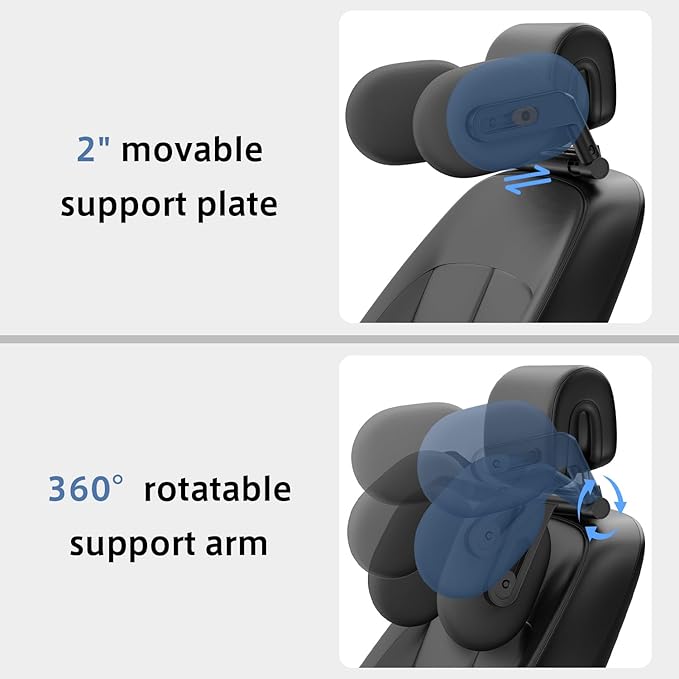Car Headrest Pillow, 4-Way Adjustable Car Headrest,Thickened Memory Foam Road Pal Headrest, Neck Support Pillow, U- Shaped Design, Travel Car Sleeping,Suitable for Kids and Adults