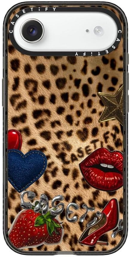 CASETiFY Impact iPhone Air Case [Slim/Compatible with Magsafe / 8.2 ft. 4X Military Grade Drop Protection] - Patched Cheetah - Clear Black