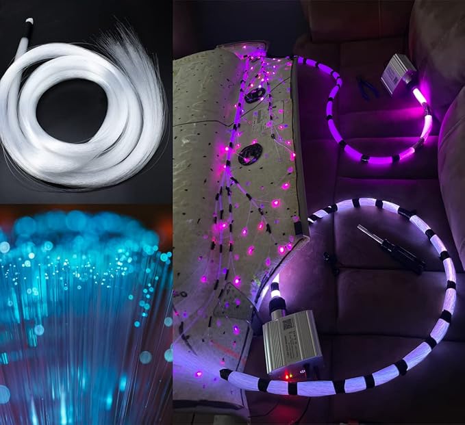 AZIMOM Bluetooth 10W Twinkle Fiber Optic Lights Star Ceiling Light Kit 550pcs0.03in13.1ft Fibers Strands Sound Activated RGBW APP/Remote Light Engine for Car Home Starlight Headliner Decor