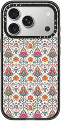 CASETiFY Impact iPhone 17 Pro Case [Slim/Compatible with Magsafe / 8.2 ft. 4X Military Grade Drop Protection] - Persian Floral - Orange - Clear Black