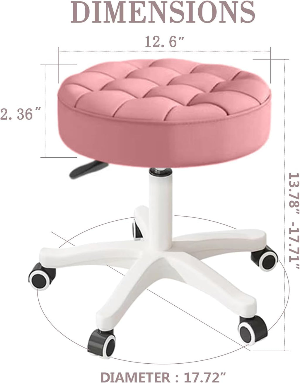 Small Chair Round Rolling Stool with Wheels PU Leather Height Adjustable Swivel Drafting Work SPA Salon Stools Home Office Chair,4 Pack