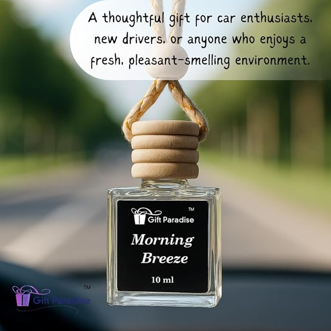 Gift Paradise® Fresh Clean Morning Breeze Car Air Freshener Set of 3 (10 ml Each) – Hanging Diffuser Bottles with Wooden Cap, Linen Breeze Scent for Car, Closet & Office, Long-Lasting Air Freshener