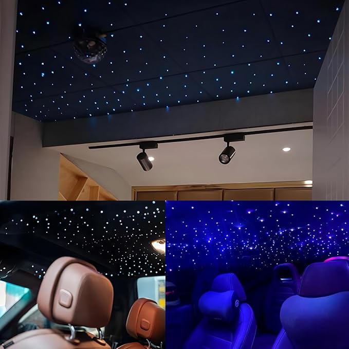 AKEPO Small Size 16W RGBW APP Twinkle Fiber Optic Lights, Music Activated 300pcs 0.03in 9.8ft/3m Optical Fiber Star Ceiling Light Kit for Car Headliner Star/Home