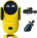 Wireless Car Charger Mount, Cute Car Phone Holder, Automatic Clamping Air Vent Dashboard Smart Phone Holder for iPhone 15/14/13/12/11//XS/XR/8, Samsung S23/22/21/20/Note 20, etc (Yellow)