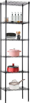 BestOffice Metal Garage Shelving 6 Tiers Garage Storage Shelves Heavy Duty 17”D x 12”W x 64”H Easy Assemble Wire Shelving NSF Certified Storage Shelves with Levling Feet for Home Garage Office, Black