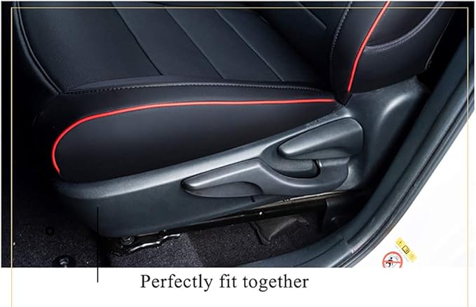 EKR Camry Seat Cover for Toyota Camry L LE XLE 2012 2013 2014 2015 2016 2017 (Not for Hybrid) Leather Car Seat Cover Full Set for Trucks SUV-Faux Leather (Black with Red Trim)