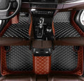 Custom Floor Mats for Cars fit 95% Sedan SUV Sports Car Full Coverage All Weather Men Women Pads Protection Non-Slip Leather Floor Liners (Black Brown Stitching)