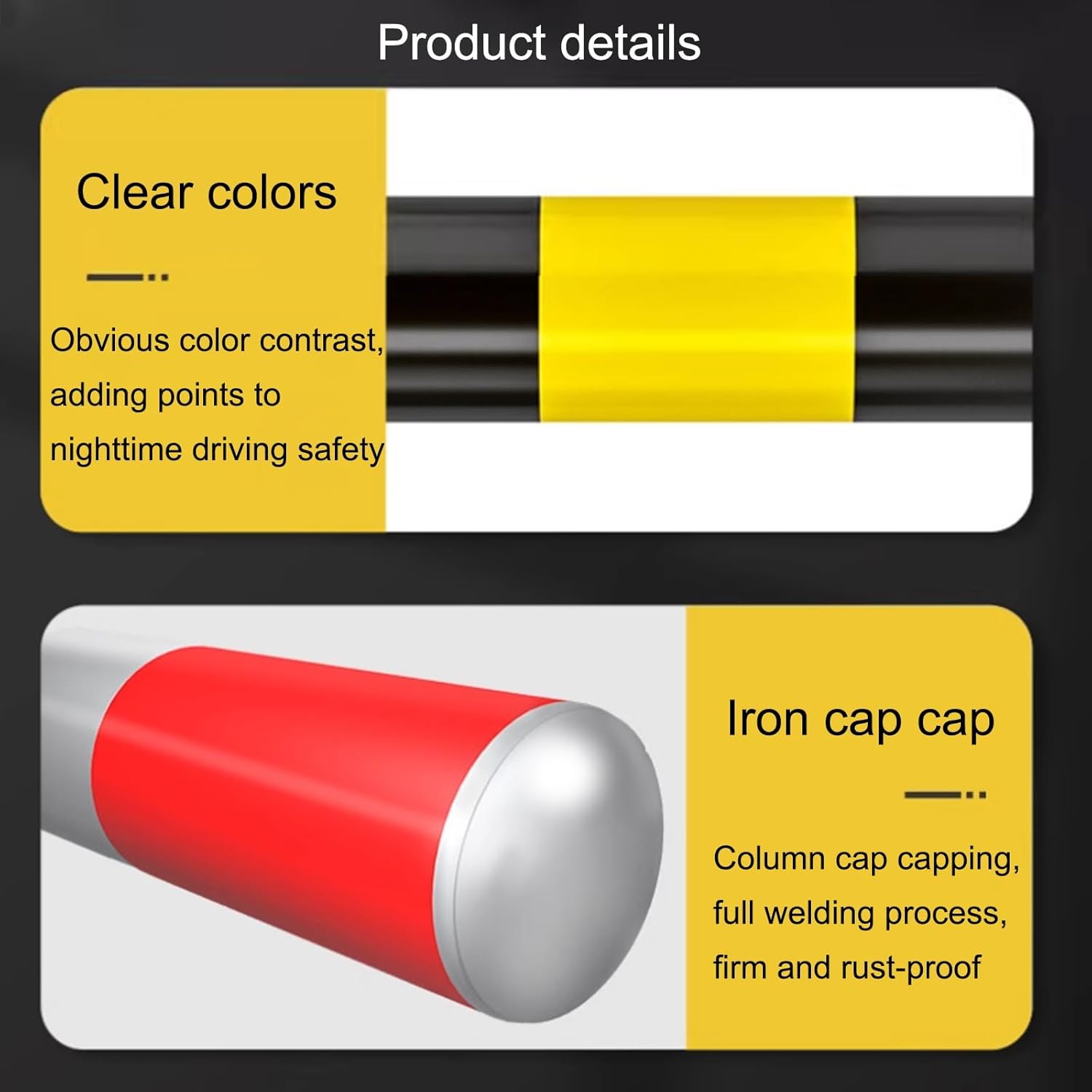 Safety Bollard Post, Steel Security Post Barrier Traffic Pole, Removable Bollard with Embedment Sleeve, Safety Barrier Bollard for Driveways, for Parking Barrier, Road Safety(600mm/24in)