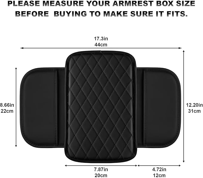 Upgraded Car Center Console Cover Fit for Corolla Cross Faux Leather Car Armrest Cover Cushion with 2 Storage Bags,Car Armrest Storage Box Interior Accessories(Black)