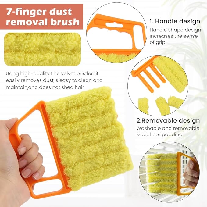 5Pcs Window Blind Cleaning Set, Window Venetian Blind Cleaner Duster Tool, Washable Dust Removal Cleaning Tools for Blinds, Air Conditioners, Track, Fans(Color:Orange)