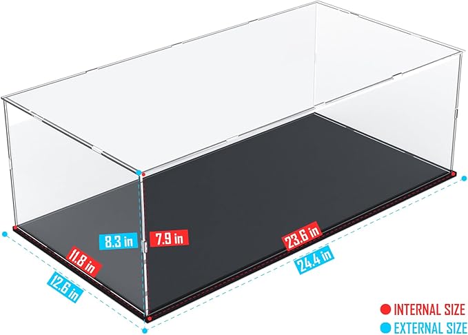 Choowin Acrylic Display Case for Lego Car Display for Lego Porsche 911 McLaren P1 Ferrari SP3 Display Thickened Clear Acrylic Display Cases for Collectibles Assemble Dustproof Display Box(Black Base)