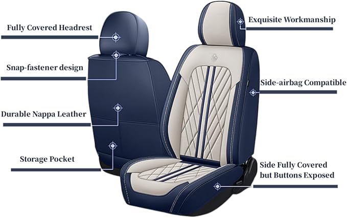 Premium Nappa Leatherette Car Seat Cover Set Custom Fit for Honda CR-V CRV 2000-2023 2024 2025 2026 Water-Proof Breathable Faux Leather Seat Cushion Protectors (Front 2 Seats,Beige Black)