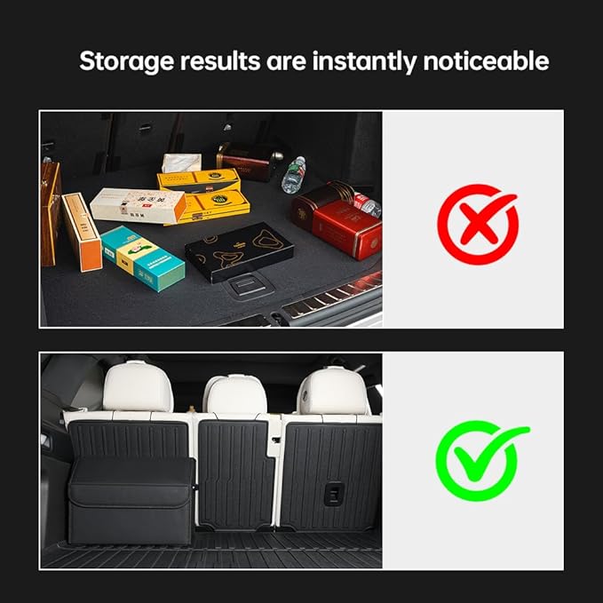 Car Trunk Organizer, Leather Material, Sturdy and Durable, Waterproof and Stain-Resistant Surface, Wipes Clean Easily, Collapsible to Save Space, Say Goodbye to Clutter, for SUVs & Sedans
