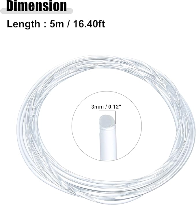 ACROPIX 3mm 0.12" 5m 16.40ft Universal Glow Optic Fiber Cable Car Light Decoration Clear - Pack of 1