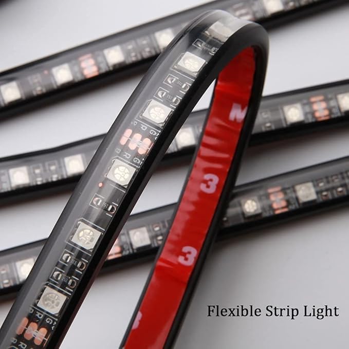 Car LED Strip Light,Uniwit 4 Pieces DC 12V Multicolor Car Interior Music Light LED Underdash Lighting Kit with Sound Active Function and Wireless Remote Control Including Car Charger