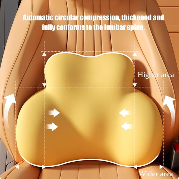 Car Lumbar Support Pillow for Ford Mustang GTD 2025 Memory Foam Back Support Cushion Breathable Car Seat Lumbar Pad Accessories,Grey