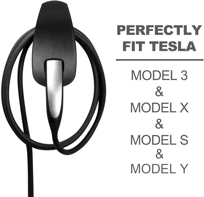 Charging Cable Organizer for Tesla, Wall Mount Connector Holder, Charger Cable Holder Adapter with Chassis Bracket, Compatible with Model 3/S/Y/X, Black