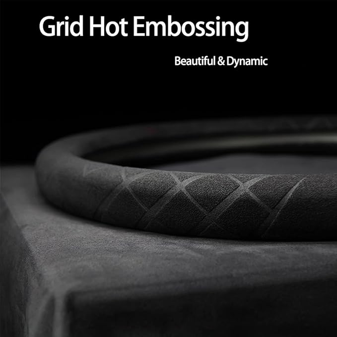 Suede Steering Wheel Cover,Compatible with Lincoln Navigator Mark LT SuedeLeather Sport Non-Slip Wheel Cover Car Interior Accessories 15.5 16 inch for Man and Women