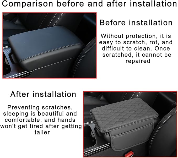 Mandark Car Center Console Cover, Microfiber Leather Vehicle Armrest Protector Cushion with 2 Storage Bags, Auto Interior Arm Rest Seat Box Pad Accessories, Universal for SUV, Sedan, Truck (Gray)