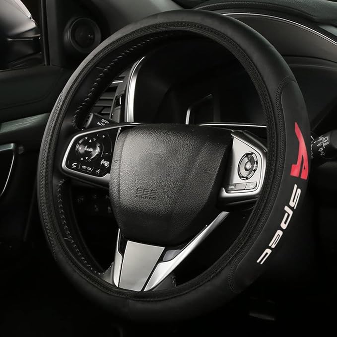 Leather Steering Wheel Cover Compatible with RLX/MDX/ZDX/TLX/TL/RDX A SPEC Universal Size(White) (A)