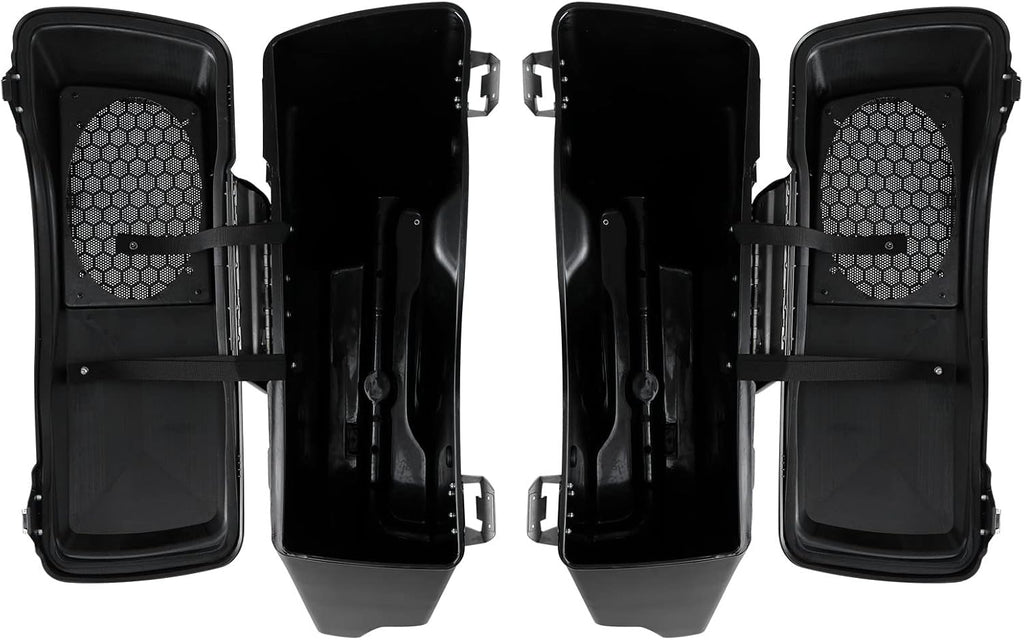 XFMT 5" Stretched Saddlebags Extended Saddle Bags W/ 6x9 Speaker Llids Black Latches For Harley Touring Road King Street Glide Road Glide Electra Glide Ultra Classic 1993-2013