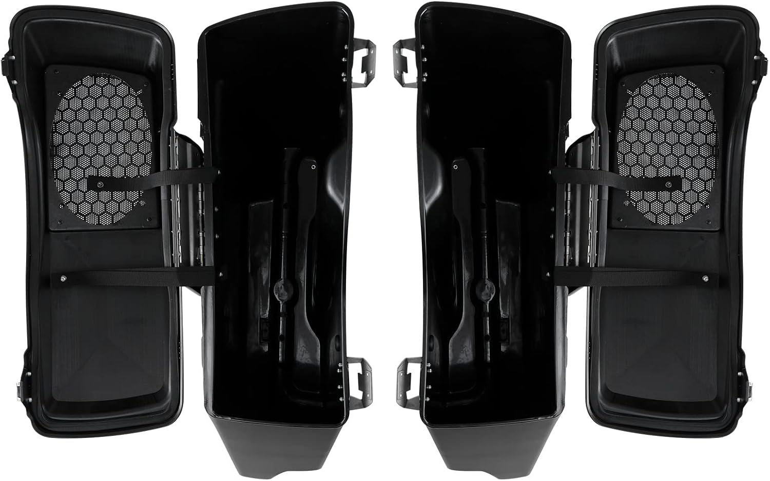 XFMT 5" Stretched Saddlebags Extended Saddle Bags W/ 6x9 Speaker Llids Black Latches For Harley Touring Road King Street Glide Road Glide Electra Glide Ultra Classic 1993-2013