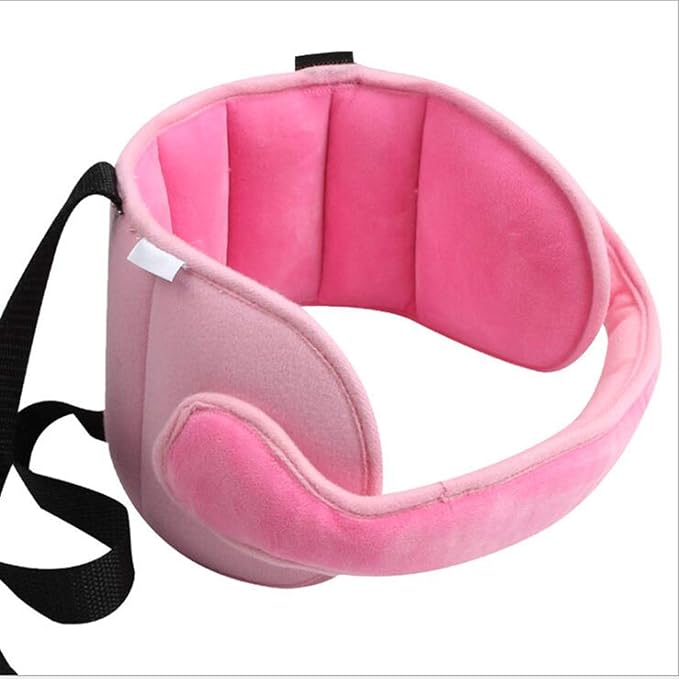 Toddler Car Seat Head Support Neck Pillow Strap - Kids and Baby Safety Neck Relief Head Support Band Sleep Strap with Adjustable Belt, Pink
