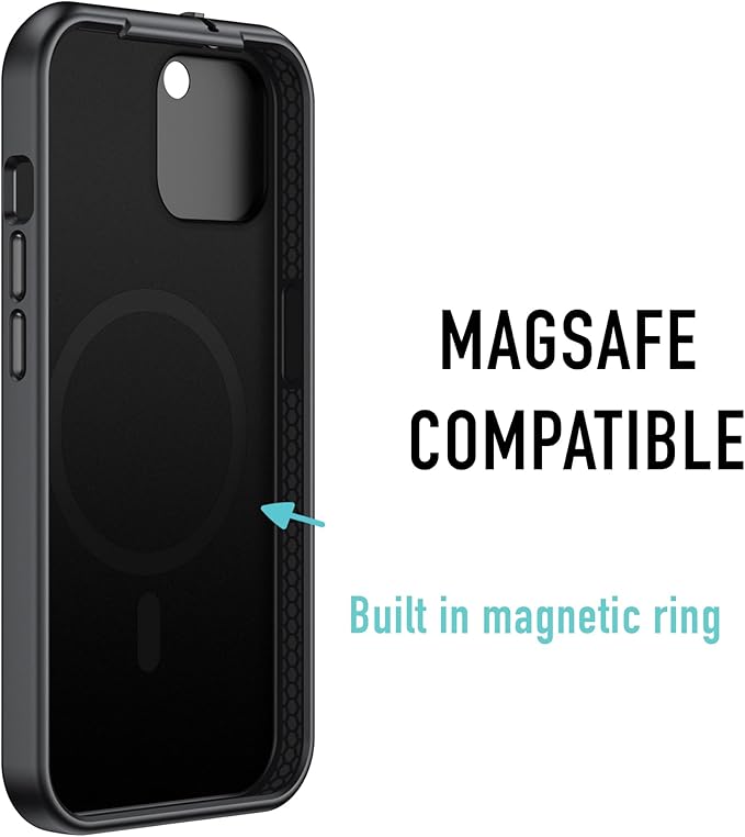 Spy-Fy Privacy Case compatible with iPhone 15 Plus with Camera Covers Front and Rear | Magsafe Compatible and Kickstand | Protect Your iPhone | 6-Foot Drop Proof | 6,7 Inch | Camera Protection | Black