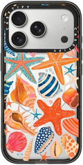CASETiFY Impact iPhone 17 Pro Case [Slim/Compatible with Magsafe / 8.2 ft. 4X Military Grade Drop Protection] - Sea Shells - Clear Black