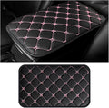HZEL Car Center Console Cushion Pad, PU Leather Vehicle Armrest Protection Cover, Waterproof Automotive Interior Arm Rest Seat Box Mat Accessories, Universal for SUV, Sedan, Truck (Black/Pink)