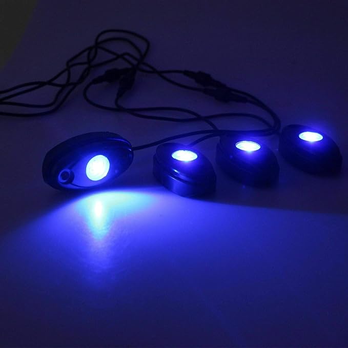4 Pods LED Rock Light for Jeep ATV SUV Offroad Car Truck Boat Underbody Glow Trail Rig Lamp Underglow LED Neon Lights Waterproof 12V 24V - Blue