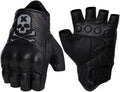 Goatskin Leather Motorcycle Motorbike Powersports Racing Gloves Reflective Skull Touchscreen for Men and Women Model