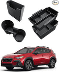 Center Console Organizer Set For 2024-2026 Subaru Crosstrek/Hybrid - 3 Pcs Double-Layer Armrest Box Organizer + Hanging Middle Console Organizer + TPE Cup Holder For 2024-2026 Crosstrek Accessories