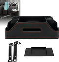 Sporacingrts Car Seat Back Organizer with Cup Holders, Tissue Box, Hooks, Phone Slot, Black PU Leather Storage Box for Backseat, 1 Pack, Fits Most Cars SUVs Trucks