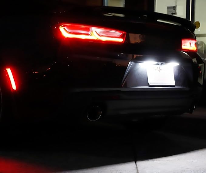 iJDMTOY Xenon White 3W Full LED License Plate Light Kit Compatible With Chevrolet 2014-24 Camaro, 2013-15 Malibu, 2011-15 Volt, 2016-up Cruze, 18-SMD White LED & Can-bus Error Free