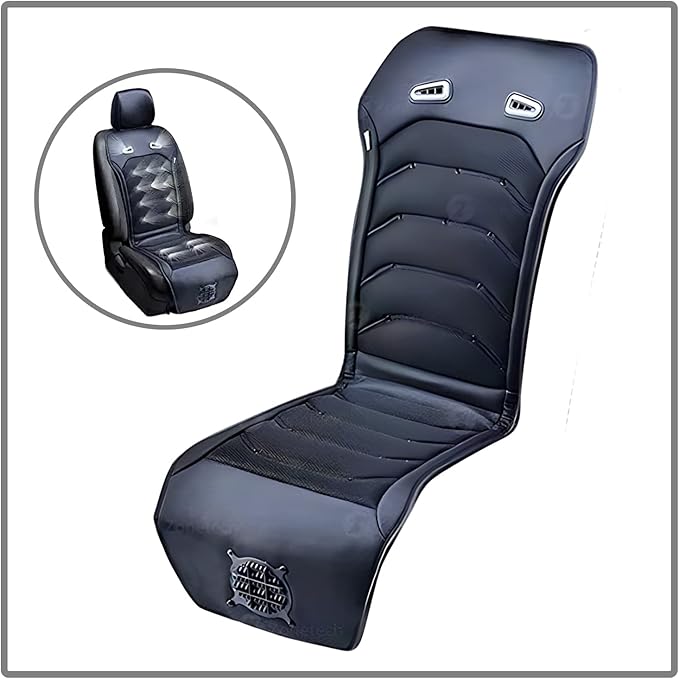 ZONETECH Cooling Car Seat Cushion - Black 12V Automotive Comfortable Massager Cooler Pad-Air Conditioned Air Circulation for Hot Weather
