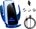 Wireless Car Charger, 15W Fast Charging Air Vent Mount Auto-Clamping Phone Holder, Automotive Electric Induction Charger 360° Rotating Magnetic Vent Mount Bracket for Smartphones (Blue)
