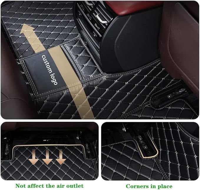 Custom Making Car Floor Mats Protection Pads for 99% Sedan/Coupe/Hatchback/SUV/Pickup Men Women Car Floor Mats Coverage Pads Anti-Slip Leather Floor Lining (Grey+Black Beige)