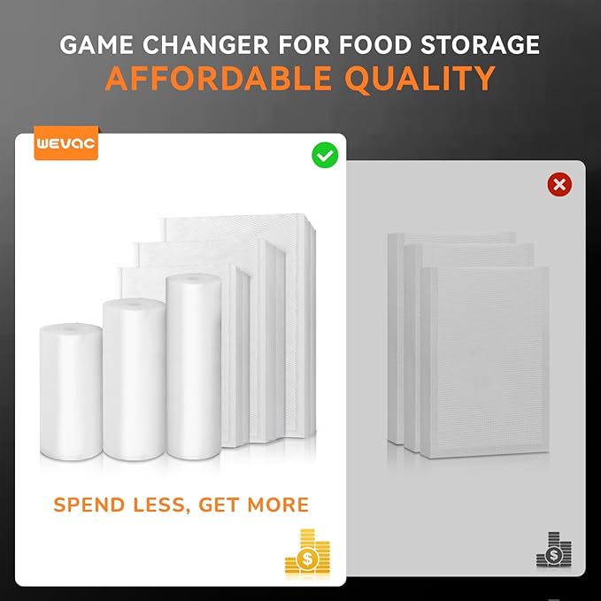 [2024 Q4] 8" x 12" Vacuum Sealer Bags, 200 Count-Ideal for Food Storage, Sous Vide, and Meal Prep, Keep Food Fresh and Nutrients, Wevac Lite