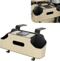 Car Seat Back Organizer, Multi-functional Storage Box for Tissue Water Cup Phone Umbrella Bag, Strong Load-bearing 2 Hooks 2 Drink Cup Holders, Universal Hanging Interior for Cars (Beige)