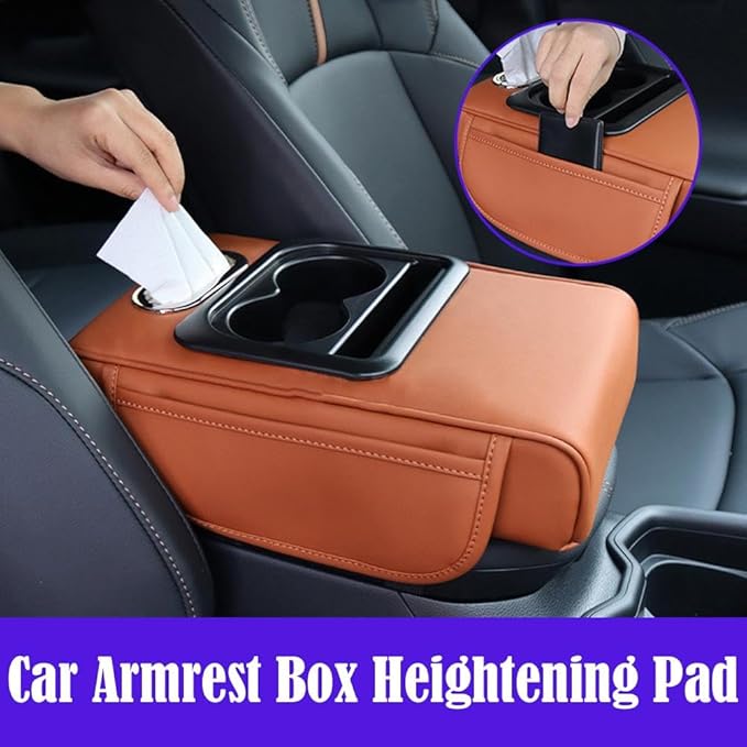 Car Armrest Cushion,5-in-1 Center Console Cover with 2 Storage Bags Cup Holder, Tissue Box Slot, Phone Slot for Car Sedans,Car Interior Accessories for Most Vehicle, SUV, Truck,Cars (Grey)