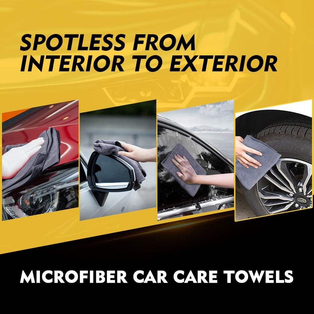 HOMEXCEL Microfiber Cleaning Cloth 12 Pack, 12.5 x 12.5 inch Microfiber Towels for Cars, Ultra Absorbent Car Washing Cloth, Lint Free Streak Free Cleaning Rags for Car, Kitchen, and Window (Grey)