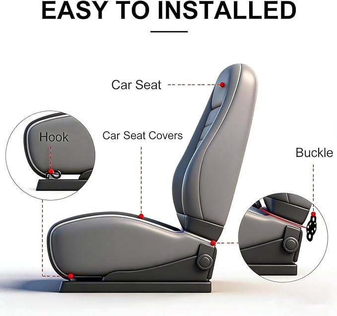 Suninbox Linen Seat Cover for Car,Bottom Seat Covers for Trucks,Car Seat Pad,Seat Cushion Breathable Ventilated Front Seat Only[Black]