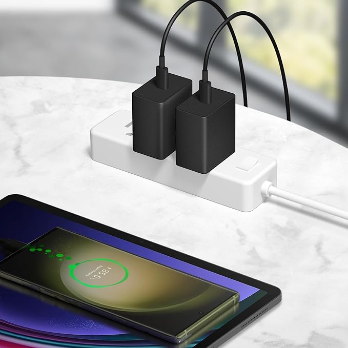 Type C Charger Fast Charging 45W USB C Charger Samsung Chargers 2-PACK 6FT Cord for iPhone 16/16 Plus/16 Pro/16 Pro Max/iPhone 15/15 Pro Max/iPad Pro/Samsung Galaxy S25 S24 S23 S22 S21,Android (Black)