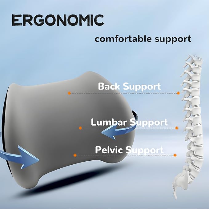 Car Headrest & Lumbar Support Cushion, Car Headrest and Lumbar Support, Ergonomic Car Seat Headrest & Lumbar Cushion, Car Head Rest and Lumbar Pillow Set for Neck Back Pain Relief (Blue)