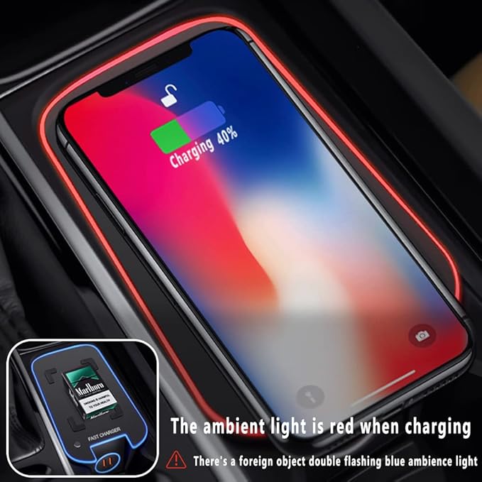 Car Wireless Charger Mount fit for Volvo XC90,XC60,S90L,V90 2017-2023, QC 3.0 Fast Charging Compatible with iPhone Xs,XR,X,8, fit for Samsung S9,S9,S8,S7,Note 8,Wireless Charging Devices